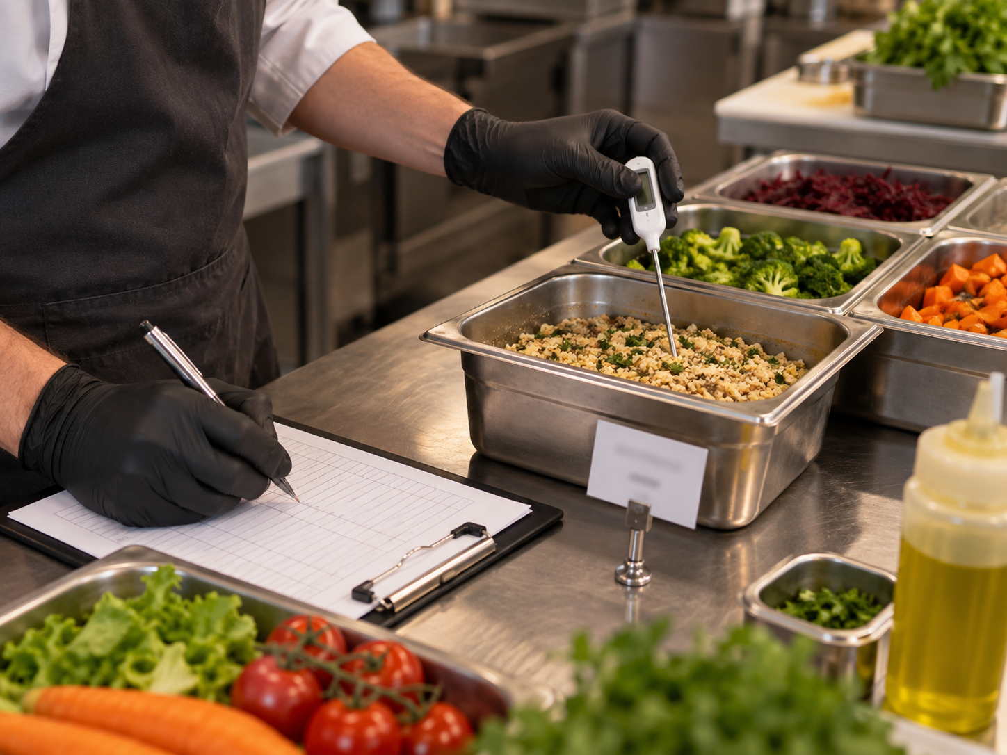 Controle de temperatura e registro em uma cozinha profissional
